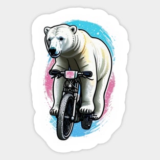 Polar bear on a bike Sticker